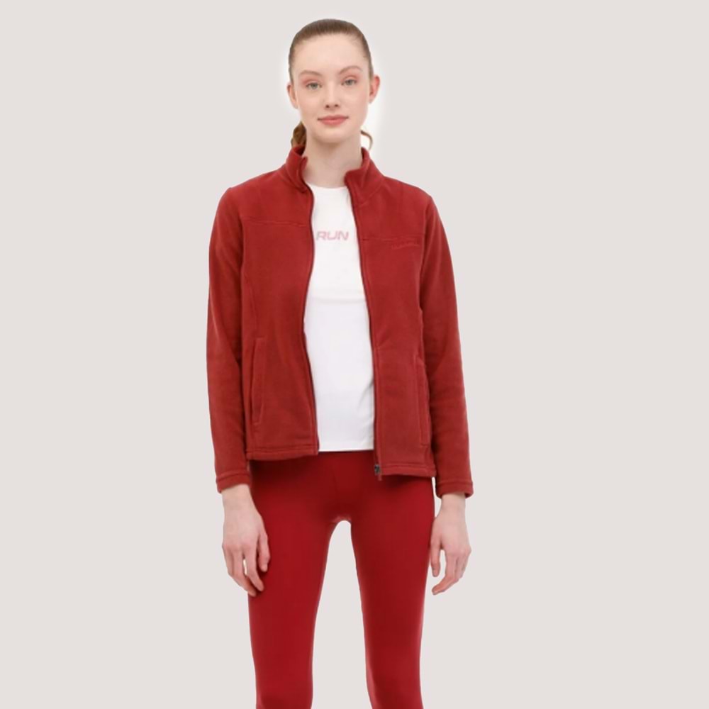 Kadın Fermuarlı Polar WB 7SN158 - Pastel Bordo - S
