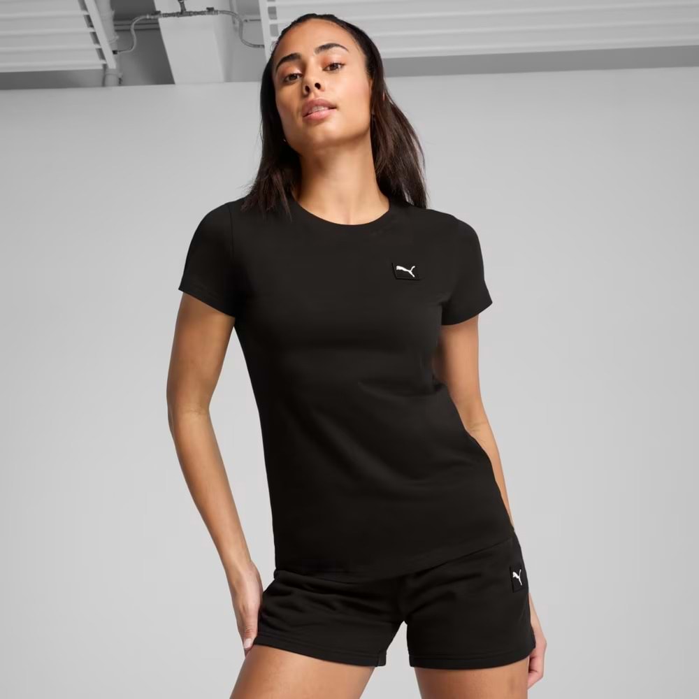 Puma Ess Elevated Tee 685016 01 Kadın Tişört - Siyah - M