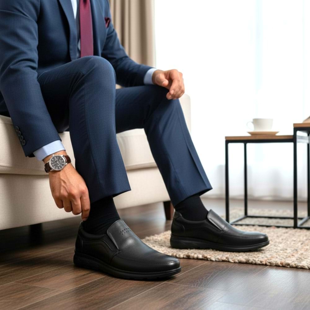 Erkek Deri Comfort Günlük Ayakkabı S571 - Siyah - 40