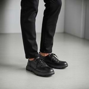 Erkek Deri Titreşim Destekli Comfort Günlük Ayakkabı 21027S - Siyah - 43