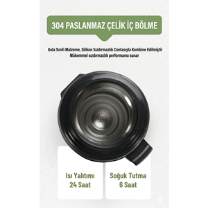 Humtto Travel Pot Paslanmaz Çelik 1600 ML Termos HB202417 - Haki - 1600ML