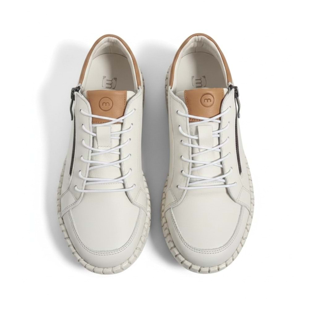 Kadın Deri Comfort Fermuarlı Ayakkabı 7755T - Krem - 40