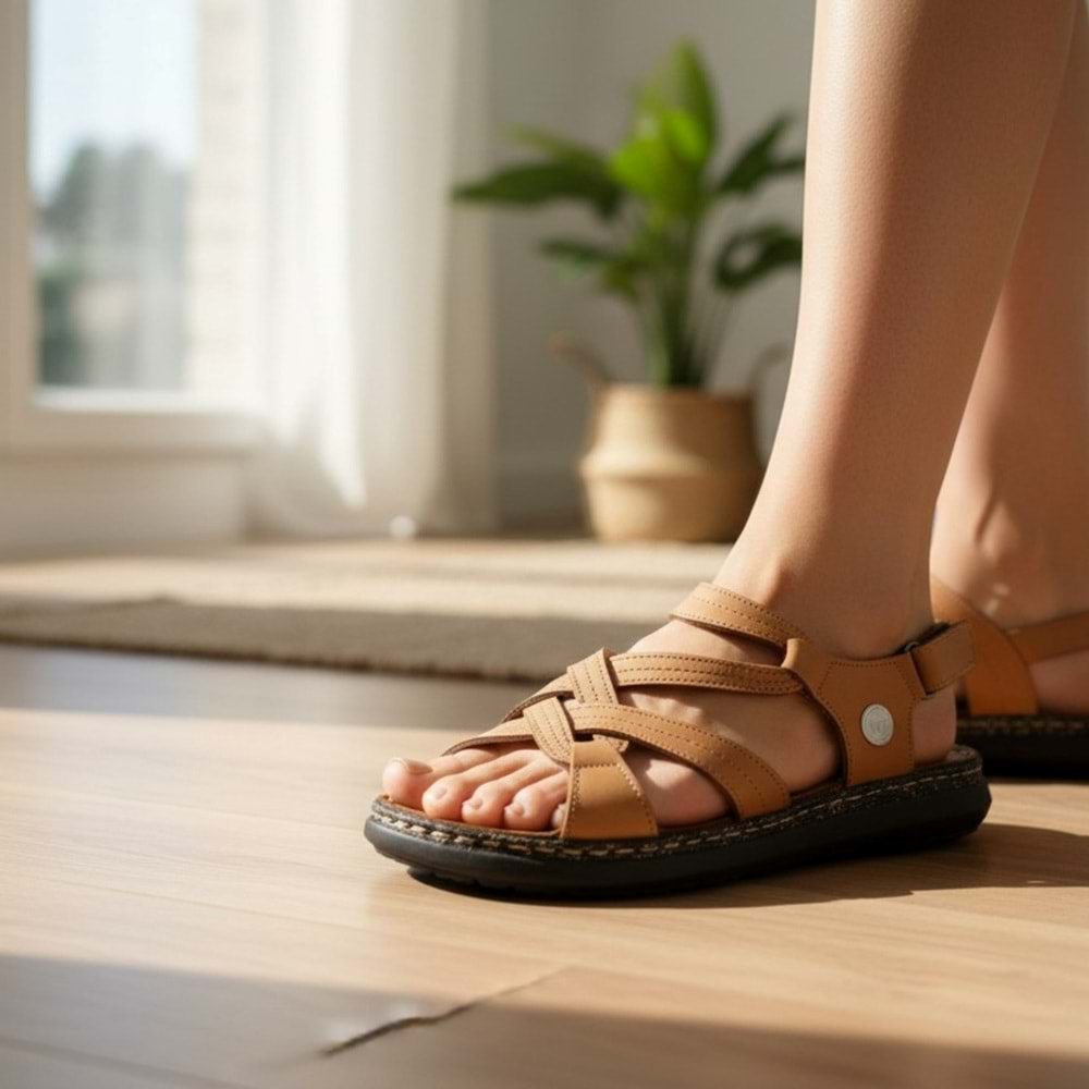 Mammamia Kadın Deri Sandalet T2740-LX - Taba - 40