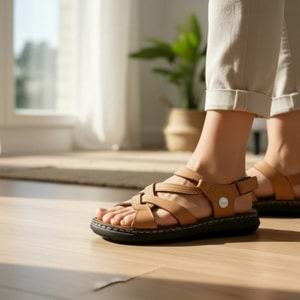 Mammamia Kadın Deri Sandalet T2740-LX - Taba - 40